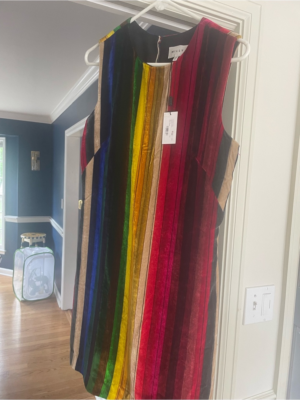 Milly colorful striped dress velvet nwt!!! Vibrant gorgeous statement size 10